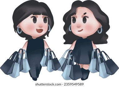Happy Black Friday - Two womans walking and hold shopping bag