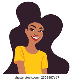 Happy black people illustration with cute black girl. Portrait black girl illustration
