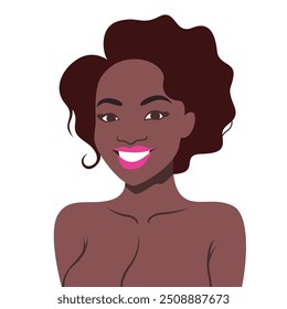 Happy black people illustration with cute black girl. Portrait black girl illustration