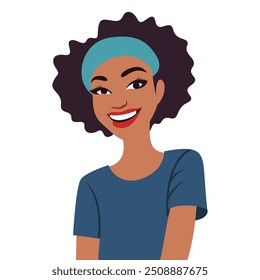 Happy black people illustration with cute black girl. Portrait black girl illustration