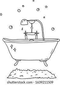 happy black and white bath with the soap