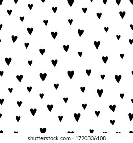 happy black and white vector hearts pattern 