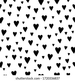 happy black and white vector hearts big pattern