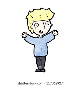 caricatura de un chico rubio feliz