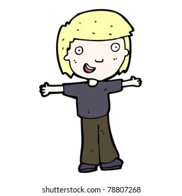 happy blond boy cartoon