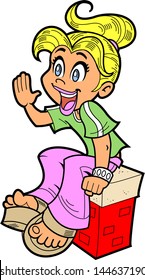 Happy Blonde Girl Shouting or Calling Someone's Name