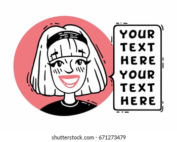 Happy blonde girl talking For text