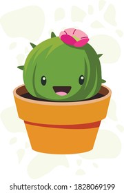 Happy blooming cactus in a pot