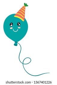 Happy blue balloon in party vector or color illustration