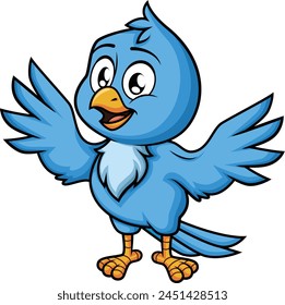 Happy blue bird vector illustration