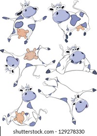 Happy blue cows.Clip-Art. Cartoon