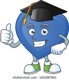 Happy blue love wearing a black Graduation hat