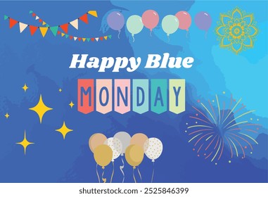 Happy Blue Monday: celebrating happiness and self-care. Celebrate Happy Blue Monday by celebrating happiness with uplifting imagery that promotes positivity, self-care, and mental well-being.