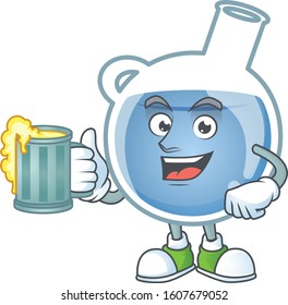 Happy blue potion mascot design with a big glass