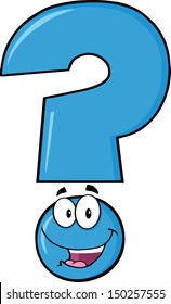 Happy Blue Question Mark Cartoon Character