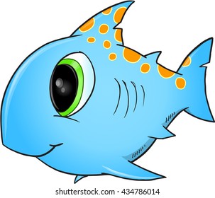 Ilustración del vector feliz del tiburón azul