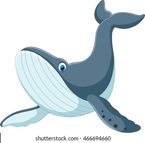 Happy blue whale cartoon