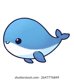 A happy blue whale cartoon illustration. Perfect for ocean-themed designs, kids’ learning materials, marine clipart, or animal stories.