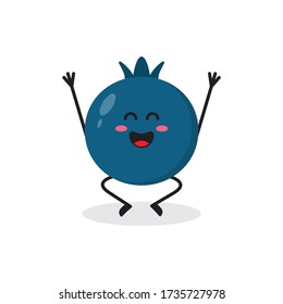 Happy Blueberry Fruit Cute Character Mascot Vector Design