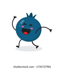 happy blueberry fruit cute character mascot vector design