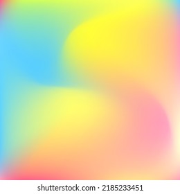 Happy Blurred Liquid Pastel Multicolor Gradient Backdrop. Wavy Purple Pink Yellow Water Wallpaper. Fluid Color Neon Blue Rainbow Swirl Gradient Mesh. Green Dynamic Curve Light Smooth Surface.