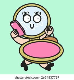 Happy Blush Cor Paleta Lady Está Indo Para A Ilustração De Personagem De Desenho Animado Conceito De Festa