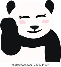 Happy blushing smiling panda bear cartoon