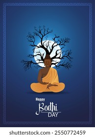 feliz dia bodhi dezembro 8 buda vetor poster