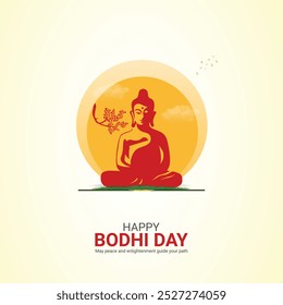 Alles Gute zum Bodhi-Tag. Bodhi Day Design für Banner-Poster, 3D-Illustration 