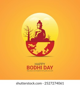 Alles Gute zum Bodhi-Tag. Bodhi Day Design für Banner-Poster, 3D-Illustration 