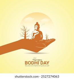 Alles Gute zum Bodhi-Tag. Bodhi Day Design für Banner-Poster, 3D-Illustration 