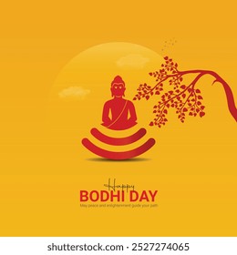 Alles Gute zum Bodhi-Tag. Bodhi Day Design für Banner-Poster, 3D-Illustration 