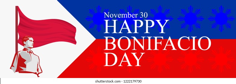 Feliz Día de Bonifacio ilustración vectorial. Apropiado para tarjetas de felicitación, afiches y pancartas.