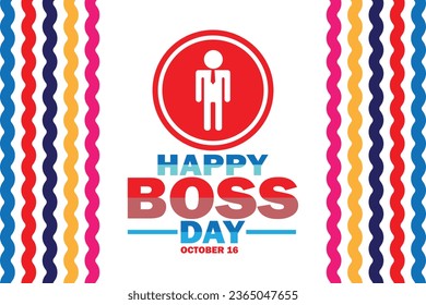 Happy Boss Day celebration Vector illustration background. October 16. Holiday concept. Template for background, banner, card, poster with text inscription. 