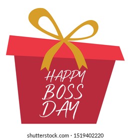 Happy boss day, red gift, illustration