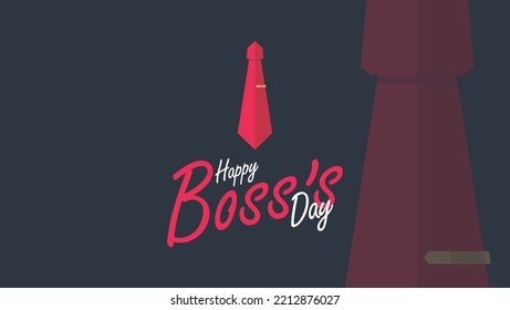 Happy Boss Day. Vector shaped design. With the concept of a tie from red origami paper. Greetings for Boss Day october 17th. Suitable for banners, brochures, posters, t-shirts, social media etc