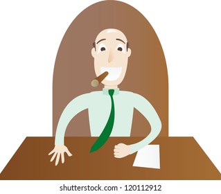 Happy boss at desk
