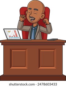 Happy Boss bei der Arbeit Vektorillustration