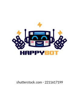 Happy Bot Mascot Logo Template