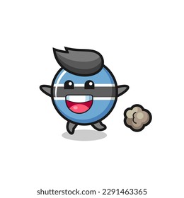the happy botswana flag badge cartoon with running pose , cute style design for t shirt, sticker, logo element