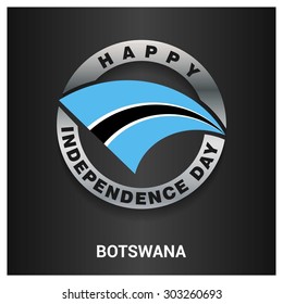 Happy Botswana independence day Flag metal badge - National Day silver border - Vector illustration