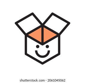 plantilla de diseño de vector de logotipo de caja feliz