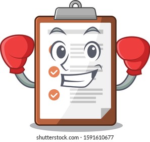 Happy Boxing clipboard Scroll mascot character style