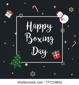 Happy Boxing Day Sale Advertisement With Text Calligraphy And Ornament Background.