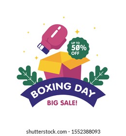 Happy boxing day sale web banner illustration vector
