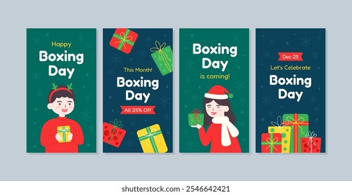 Happy Boxing Day Social Media Template in Christmas and New Year Celebration