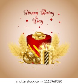 Happy Boxing Day. Vector Illustration with christmas tree and candles