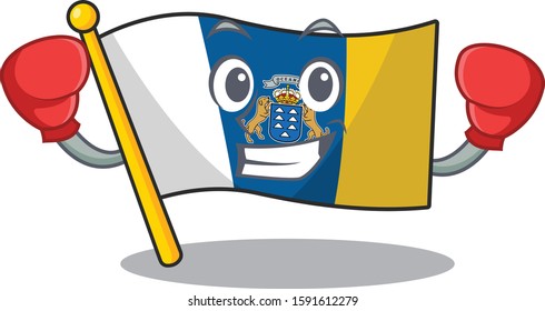 Happy Boxing flag canary island Scroll mascot character style