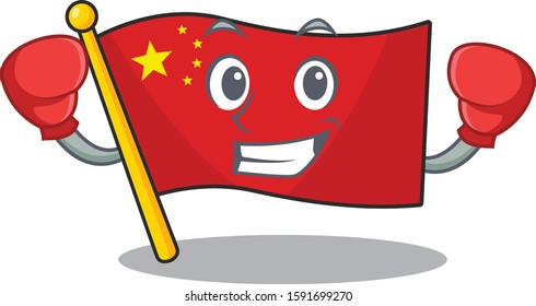 Happy Boxing flag china Scroll mascot character style