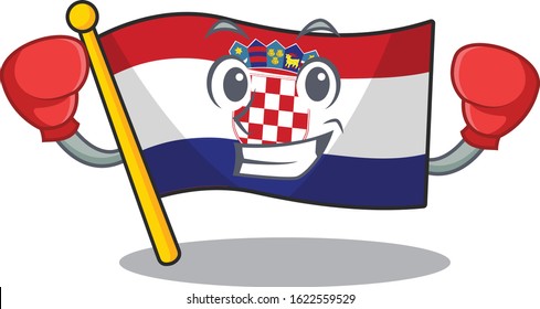 Happy Boxing flag croatia Scroll mascot character style